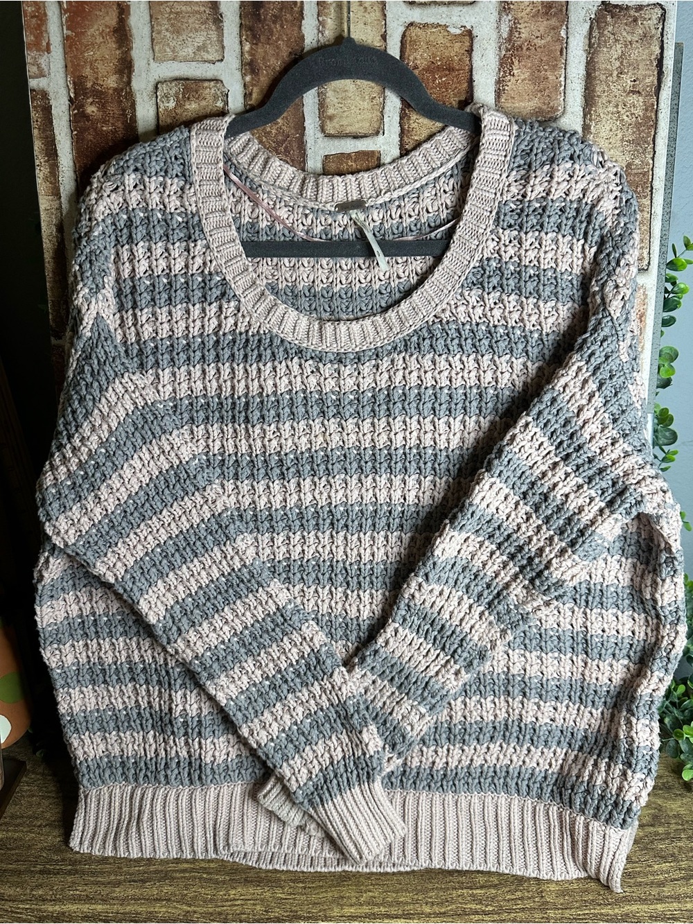 Free People At The Beach Striped Chunky Knit Sweater Size Small